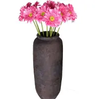 DK Design Kunstbloemen boeket Gerbera - 10x - 72cm - fuchsia - Real Touch - kunst zijdebloemen