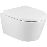 Qeramiq Urby hangtoilet – compact – spoelrandloos – 35 x 48,3 cm – met softclose zitting – glans wit sw1030602/sw439182