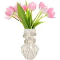 DK Design Bloemenvaas Mara - wit/creme - 28 x 28 x 45 cm - tulpvormige hals - moderne vaas