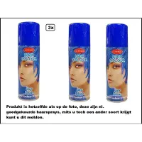 Goodmark 3x Haarspray blauw 125 ml - Sky blue - Merk - Festival thema feest carnaval haar kleurspray party