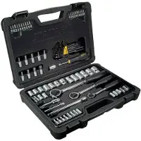 Stanley Set van doppen - - 80 stuks - 1/4, 3/8, 1/2 - Ratels 43 tanden - Robuuste koffer