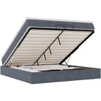 vidaXL Ottoman bed met matrassen 200x200cm fluweel donkergrijs