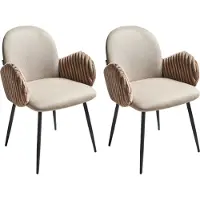 Beliani AMITY - Eetkamerstoel set van 2 - Taupe - Polyester