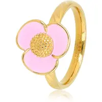 My Bendel - Bloemen Ring met Lila Epoxy - Goudkleurige Bloem Ring - Lila Epoxy Details - Romantisch & Speels - met Luxe Cadeauverpakking | Sieraden Voor Dames | Maat 19.00 Mm / Maat 60