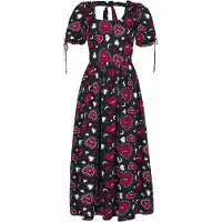Hell Bunny Maxi-jurk - Kate Heart Dress - XS tot 4XL - voor Vrouwen - zwart-rood | Maat 4XL