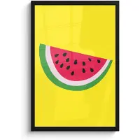 PosterMonkey Poster in lijst - Fotolijst 40x60 cm - Posters - Fruit - Watermeloen - Geel - Posterlijst zwart - Decoratie - Wanddecoratie woonkamer - Muurdecoratie slaapkamer