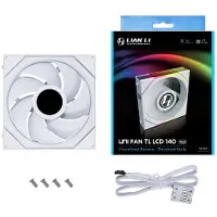 Lian Li UNI FAN TL LCD 140 RGB White - Ventilatorhuis - 140mm - 68.1 CFM - 400 - 1600 RPM - 28.5 dBA - 1.6" LCD Scherm 400x400 - incl. controller - FDB - 4-pin PMW - wit