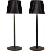 Anna's Collection Anna Collection Portable tafellamp Glambiance - 2x - zwart - 27 cm - aanraaksensor - draadloos/oplaadbaar met USB - binnen/buiten