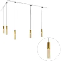 QAZQA Modern railsysteem met 5 hanglampen goud 1-fase - Iconic Lloyd