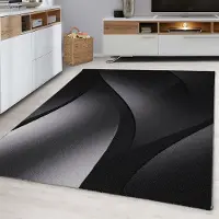 Muratap Plus vloerkleed laagpolig tapijt woonkamer zwart / grijs- 280x370 cm
