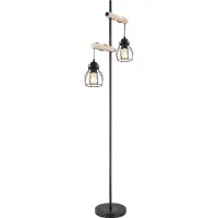 Globo Staande vloerlamp Mina zwart met hout