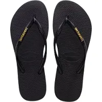 Havaianas Slim Logo Metallic Teenslippers Dames Zwart - Goud 35-36