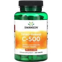 Swanson Health - Vitamine C met Rozenbottels - Langdurige Afgifte, 500 mg - 250 Tabletten