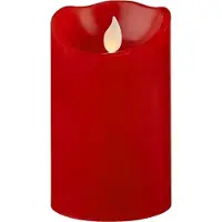 Star Trading Kaars M-Twinkle, zuilkaars, rood, LED, timer, warm geel, binnenkant, 12,5 cm