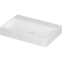 Ink Wastafel united porselein met 1 kraangat incl. Porseleinen click plug en verborgen overloop systeem 70 cmx45 cmx11 cm glans wit 0206031