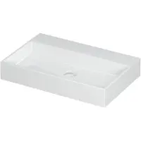 Ink Wastafel United Porselein zonder kraangat incl. porseleinen click plug en verborgen overloop systeem 70 cm x 45 cm x 11 cm Glans wit 0206021