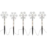 Star Trading buitenverlichtingsketting 'Wandy' met sneeuwvlokdesign, batterijen + timer, 5 LED-lichtbronnen, warm wit, L 140 cm