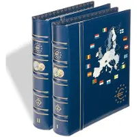 Leuchtturm Vista Classic, Album (4 rings) 2 Euromunten - 2 delen (25 landen) incl. cassettes - Blauw - afm: 250 x 280 x 60 mm.