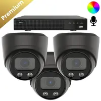 Dutch Security Systems 3x Beveiligingscamera set - Bedraad - Sony Dome Premium AI-ISP 8MP Full Color UltraHD 4K - Zwart