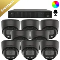 Dutch Security Systems 8x Beveiligingscamera set - Bedraad - Sony Dome Premium AI-ISP 8MP Full Color UltraHD 4K - Zwart