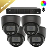 Dutch Security Systems 4x Beveiligingscamera set - Bedraad - Sony Dome Premium AI-ISP 8MP Full Color UltraHD 4K - Zwart