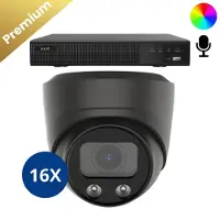 Dutch Security Systems 16x Beveiligingscamera set - Bedraad - Sony Dome Premium AI-ISP 8MP Full Color UltraHD 4K - Zwart