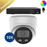 Dutch Security Systems 10x Beveiligingscamera set - Bedraad - Sony Dome Premium Full Color 4K - Wit -