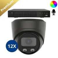 Dutch Security Systems 12x Beveiligingscamera set - Bedraad - Sony Dome Premium AI-ISP 8MP Full Color UltraHD 4K - Zwart