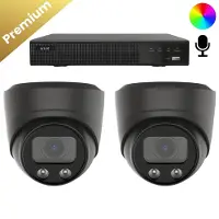 Dutch Security Systems 2x Beveiligingscamera set - Draadloos - Sony Dome Premium AI-ISP 8MP Full Color UltraHD 4K - Zwart