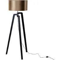 QAZQA Vloerlamp zwart met fluwelen kap brons 50cm - Puros