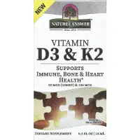 Natures Answer Vitamine D3 en K2 vloeibaar 15 ML - Druppels met vitamine D3 en K2 (15 Milliliter)