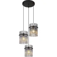 Globo Lighting Glazen hanglamp Gorley, dimbaar, alu / grijs / zink, Woon-/ Eetkamer, Glas, Modern, hanglamp