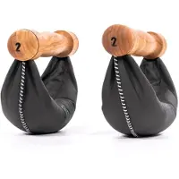 Nohrd Swing Dumbbells Kersen 4kg – Set van 2 – Leren Gewichtszak – Ergonomisch Houten Handgrepen – Functionele Krachttraining