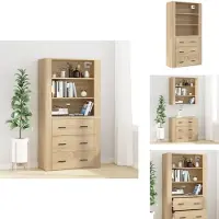 vidaXL Buffetkast: Buffetkasten - Dressoir - Kast - Buffetkast - Hoge kast bewerkt hout sonoma eikenkleurig