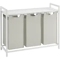 Acaza Wasmand 3 vakken - 114 L - Wit - 92,5 x 33 x 71 cm
