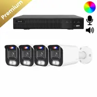 Dutch Security Systems 4x Beveiligingscamera set - Draadloos- Sony Bullet Premium 4K - Dual Light - Two-Way Audio - Wit
