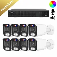Dutch Security Systems 8x Beveiligingscamera set - Bedraad - Sony Bullet Premium 4K - Dual Light - Two-Way Audio - Wit