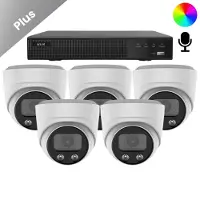 Dutch Security Systems 5x Beveiligingscamera set - Bedraad - Sony Dome Plus AI-ISP Full Color 2K - Wit -
