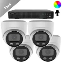 Dutch Security Systems 4x Beveiligingscamera set - Bedraad - Sony Dome Plus AI-ISP Full Color 2K - Wit -