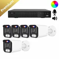 Dutch Security Systems 5x Beveiligingscamera set - Draadloos- Sony Bullet Premium 4K - Dual Light - Two-Way Audio - Wit
