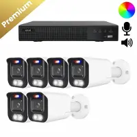 Dutch Security Systems 6x Beveiligingscamera set - Draadloos- Sony Bullet Premium 4K - Dual Light - Two-Way Audio - Wit