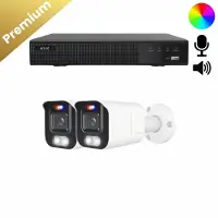 Dutch Security Systems 2x Beveiligingscamera set - Bedraad - Sony Bullet Premium 4K - Dual Light - Two-Way Audio - Wit