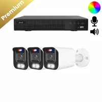 Dutch Security Systems 3x Beveiligingscamera set - Draadloos- Sony Bullet Premium 4K - Dual Light - Two-Way Audio - Wit