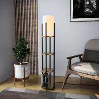 Opviq Vloerlamp Dorothy | Opviq textiel zwart 25x25x130 cm vloerlampen | NADUVI