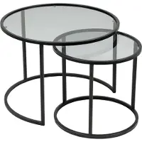 Skye Decor Salontafelset van 2 Rond Glas - Zwart Frame - 42 en 60 cm - Barlin