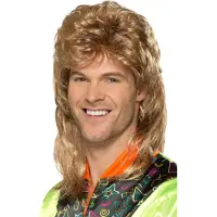 Vegaoo Mullet pruik voor mannen - Kastanjebruin verkleedpruik - One size