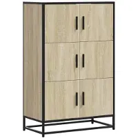 vidaXL Hoge kast 68x35x106,5 cm bewerkt hout en metaal sonoma eiken
