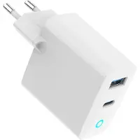 Gembird 2-poorts 30 W GaN USB snellader, LED, wit