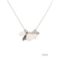 Heaven Eleven KIDS - Meisjes - ketting - ballchain - rvs - Rozenkwarts - hart - bloem - 60cm