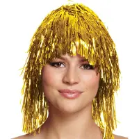 Henbrandt Folie verkleedpruik - 4x - tinsel - dames - goud - disco/eighties thema